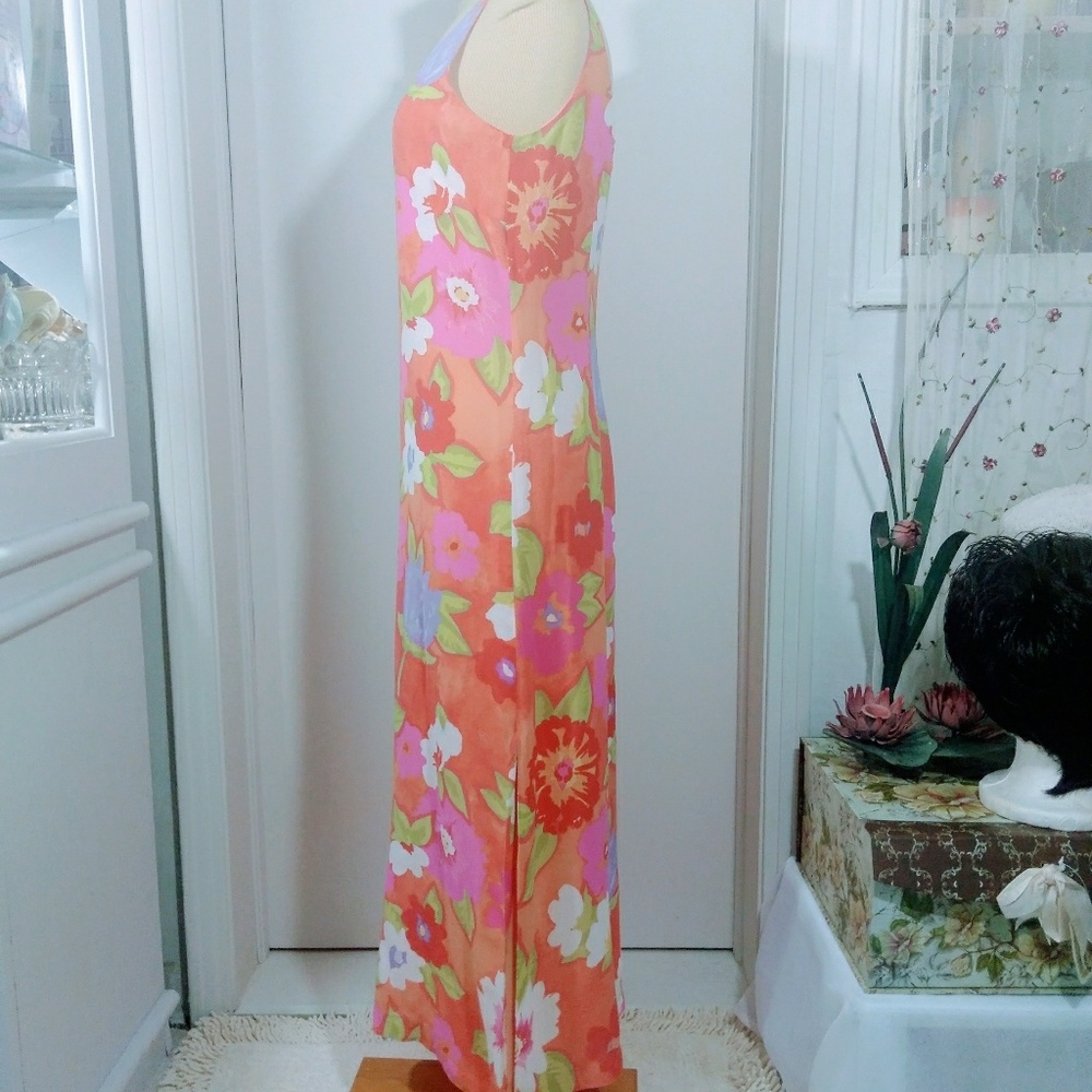 Sigrid Olson size 6p sleeveles orange floral dress